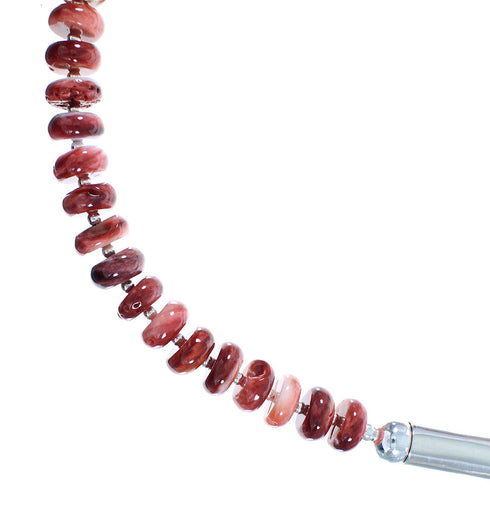 Genuine Sterling Silver Navajo Red Oyster Shell Bead Necklace RX102210